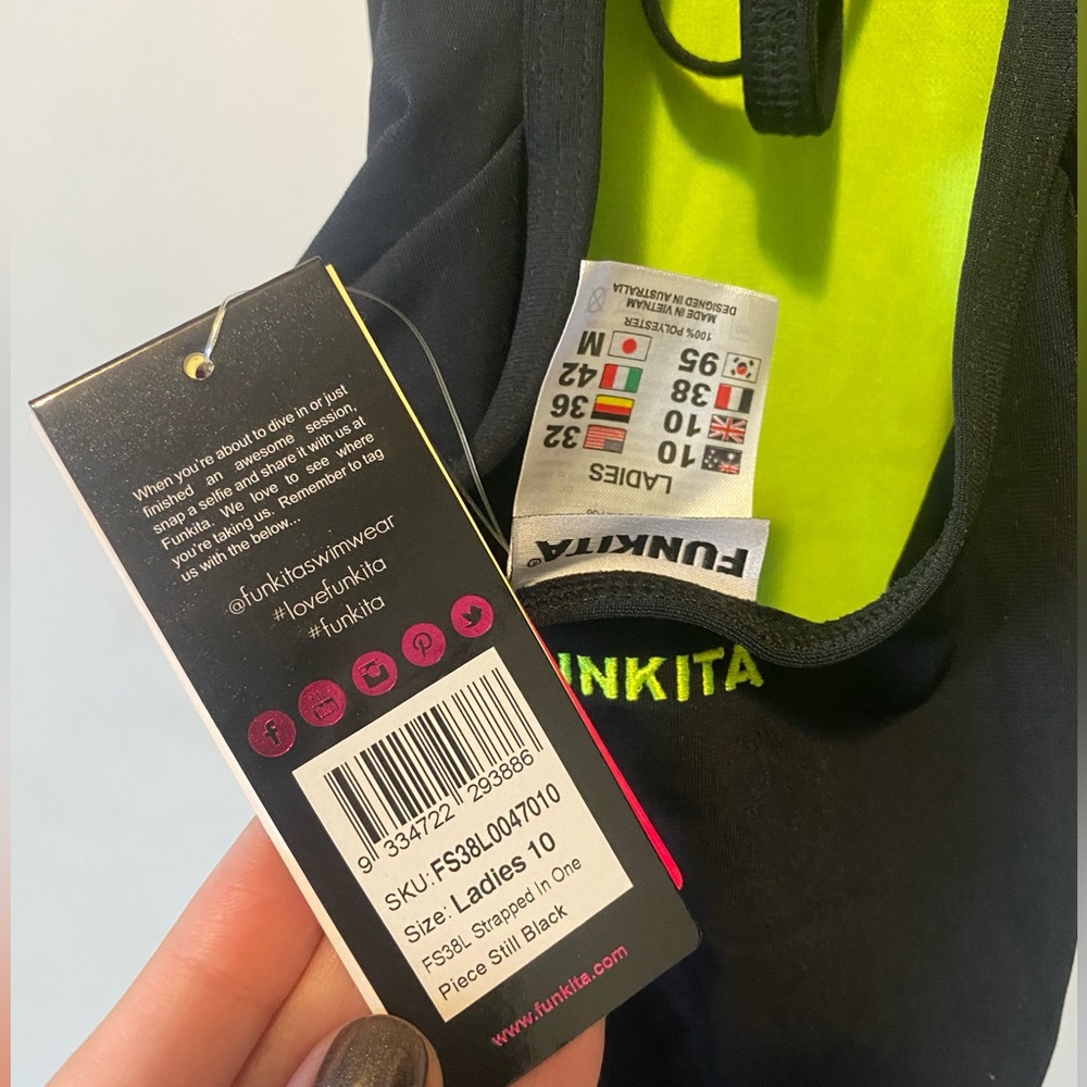Funkita Strapped In Black One Piece Swimsuit Brand New - Picture 3 of 3